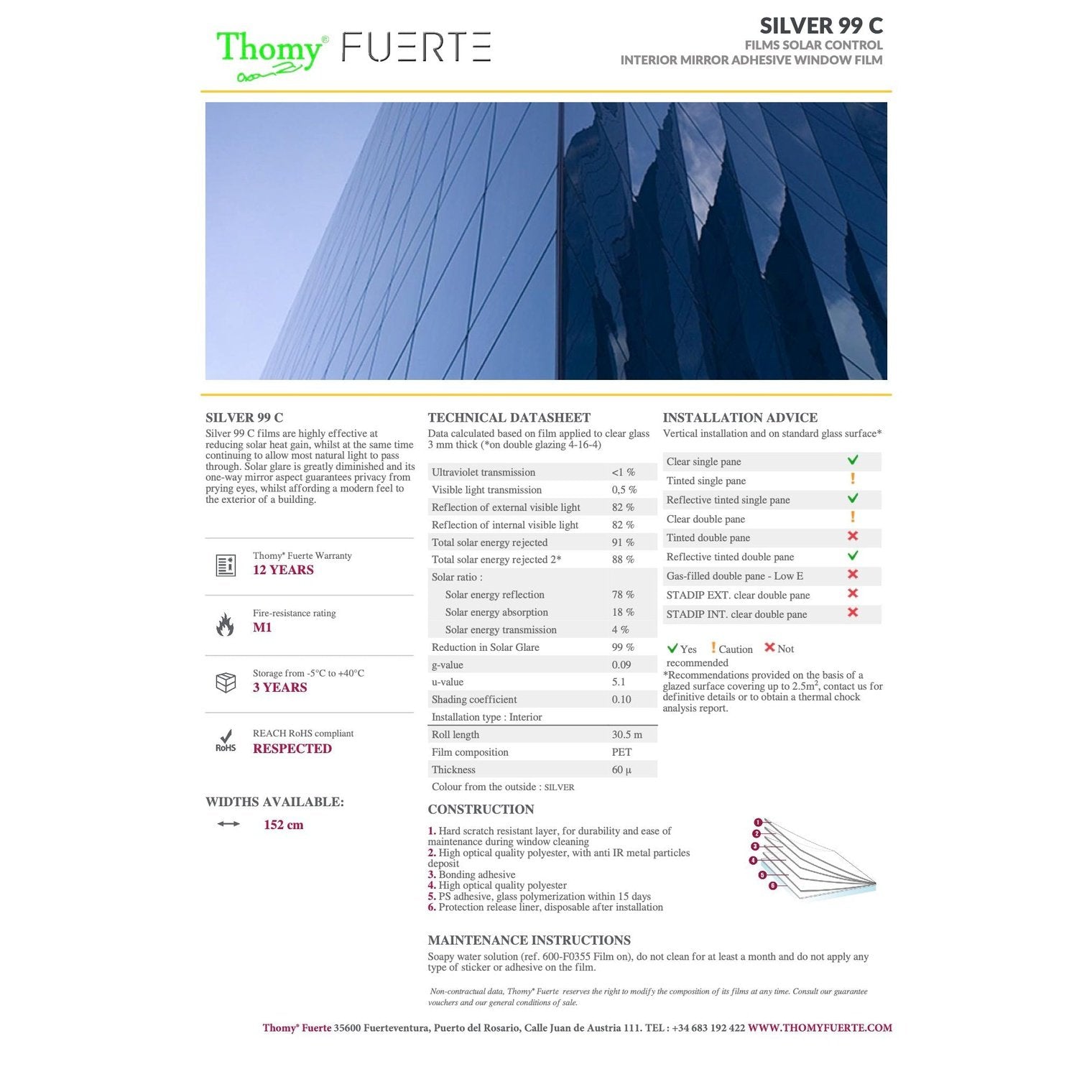 INTERIOR MIRROR ADHESIVE WINDOW FILM